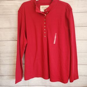 Natural Reflections NWT 1X Red long sleeve cotton blend casual top